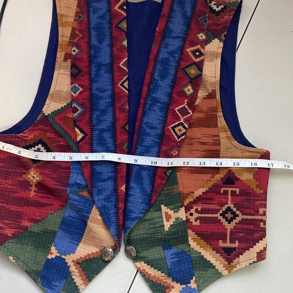 Vintage Sweetgrass 90s Tribal Concho Open Vest Boho Cowgirl Tapestry - Picture 8 of 11